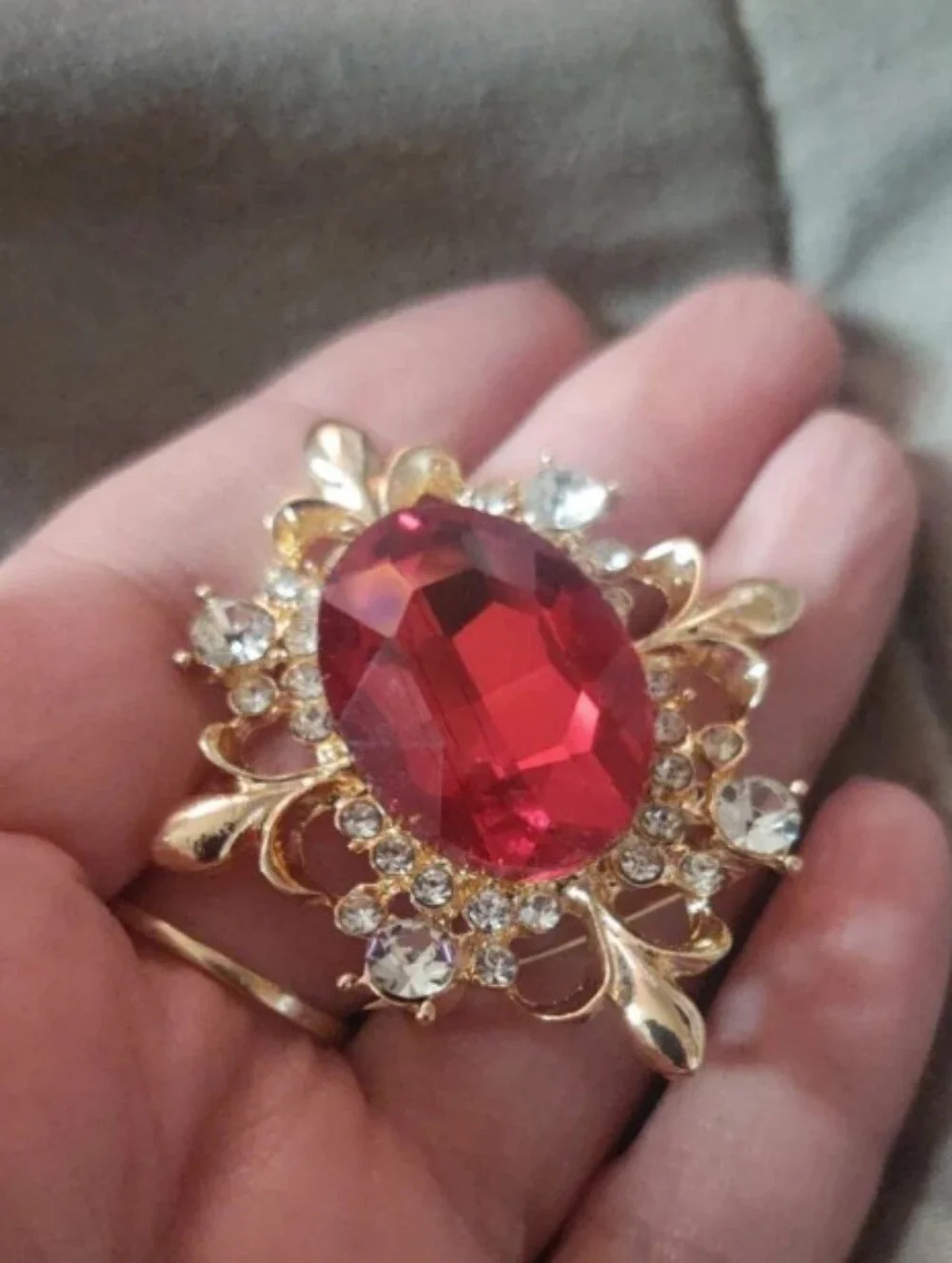 Red Crystal Statement Brooch